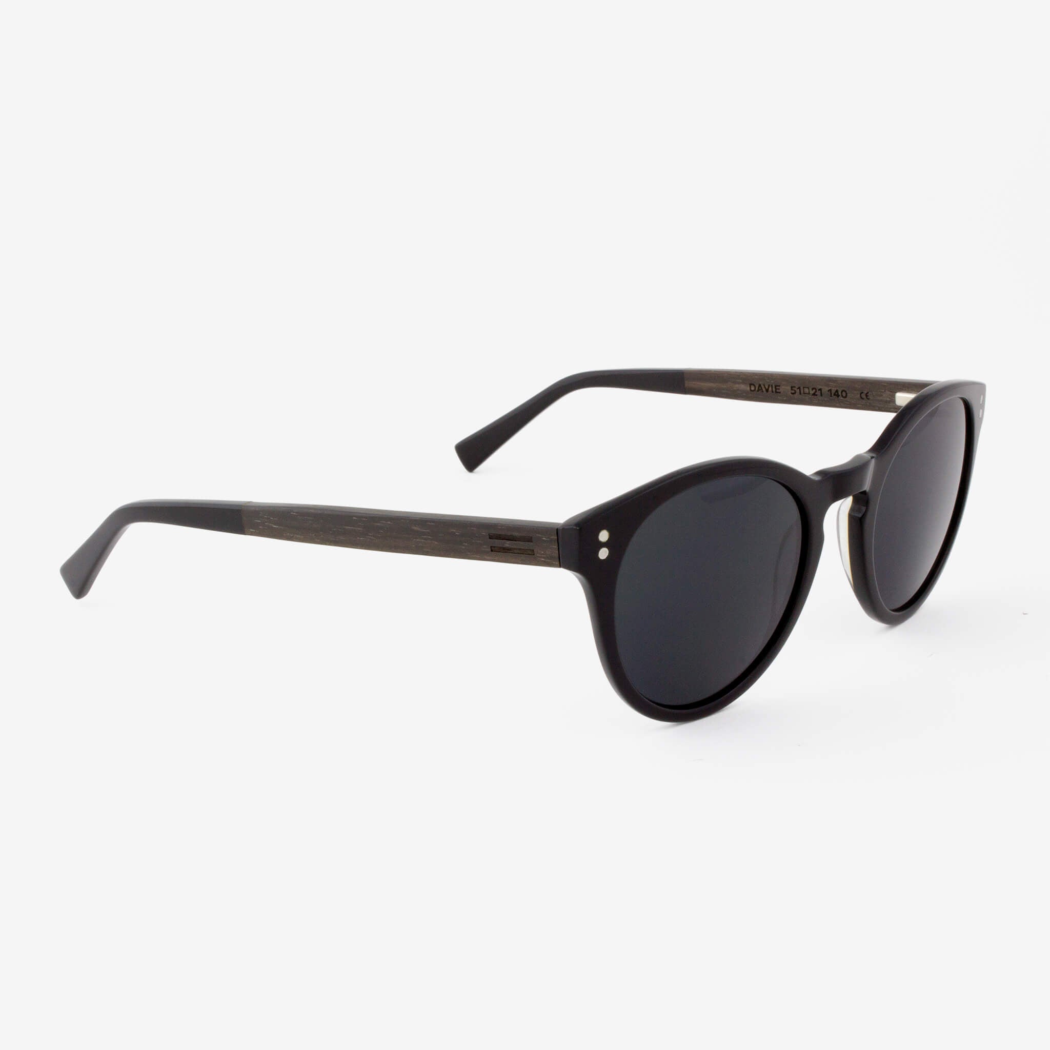 Davie Piano Black acetate with ebony wood temples