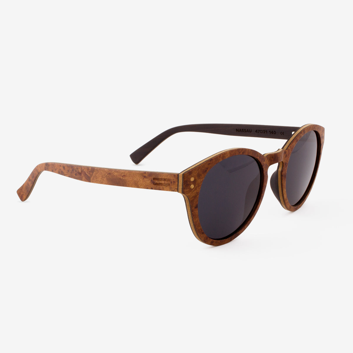 Nassau burl adjustable wood sunglass temples